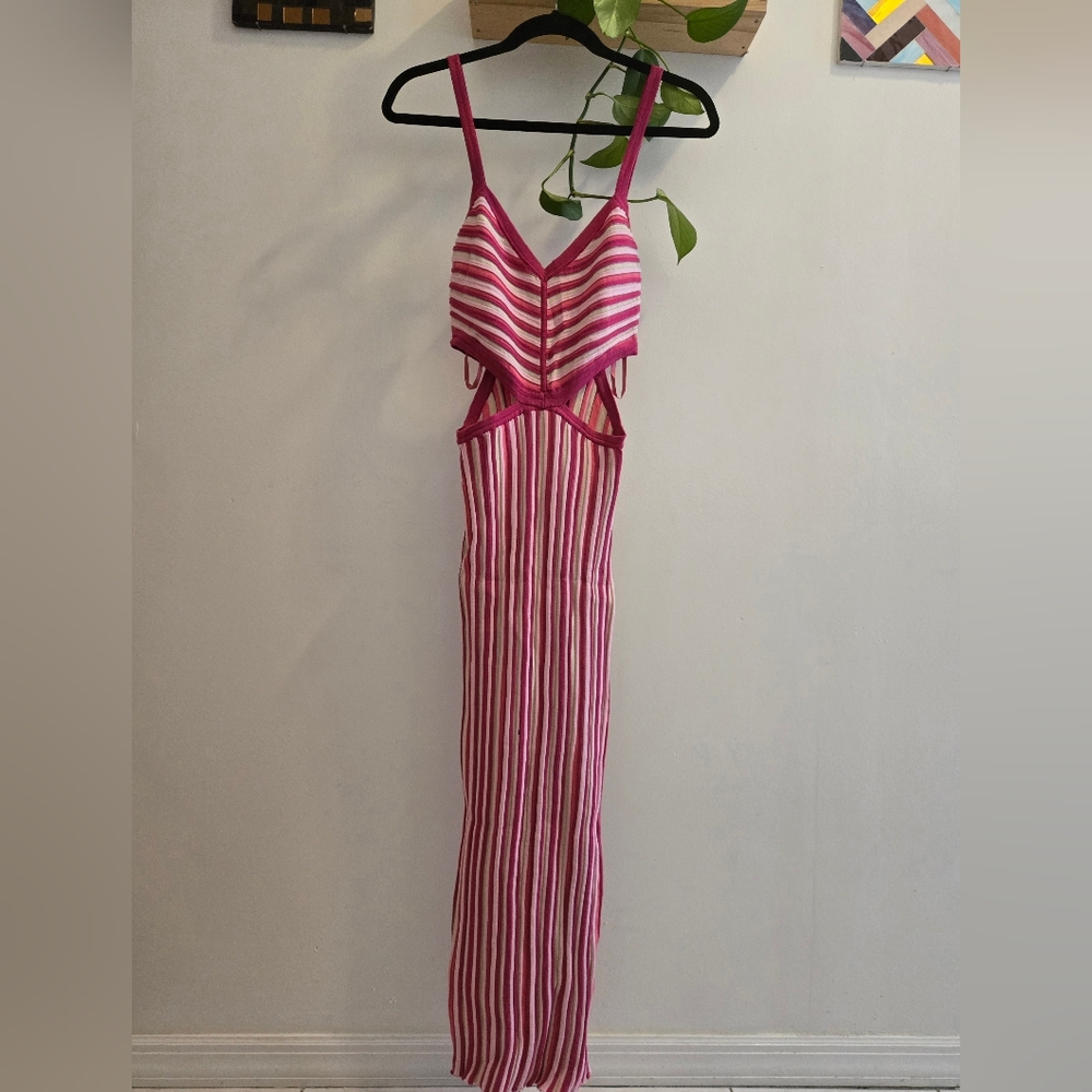 Torn by Ronny Kobo Pink and Cream Striped Top